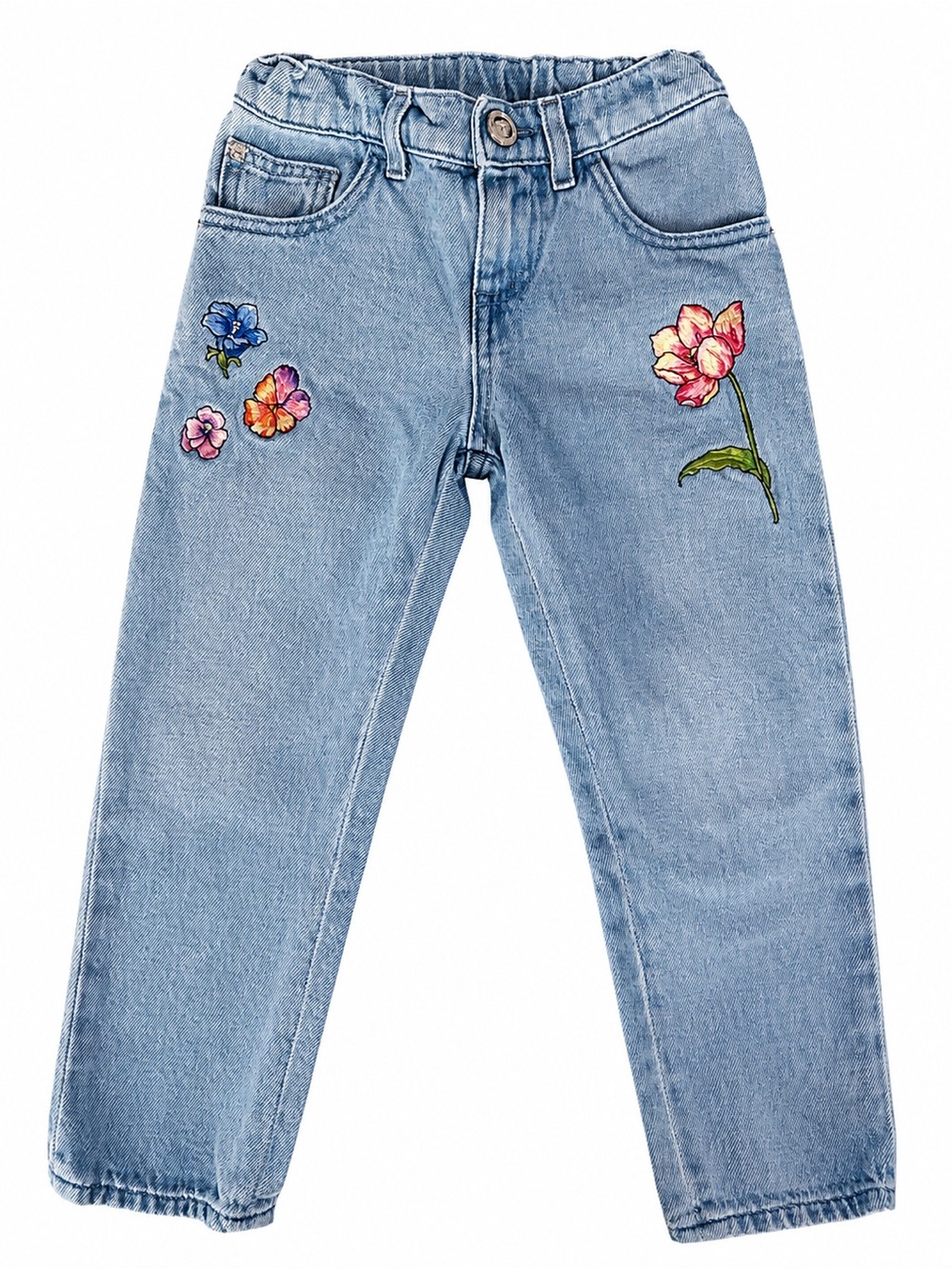 Versace Girl Denim Jeans with Brown Leather Patch